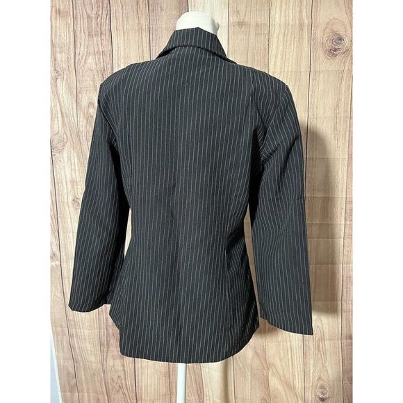 Chesley Black Pinstripe Blazer Womans• Shoulder Pads • Approx Size Large - Picture 3 of 8